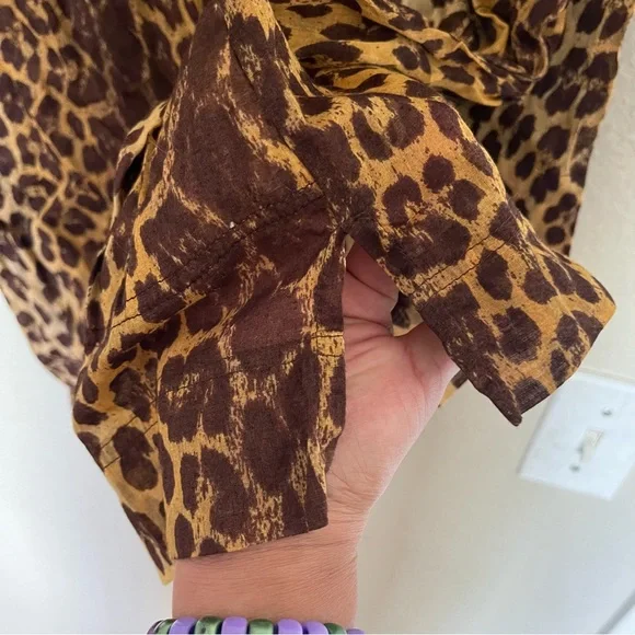 Moschino Brown Leopard Print swim cover up blouse Large - Picture 6 of 8